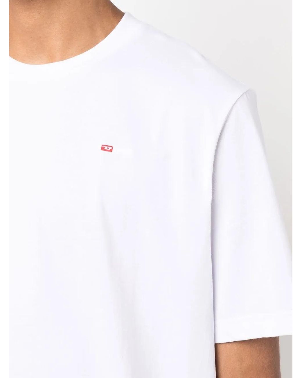 DIESEL White T-Just-Microdiv Logo-Embroidered T-Shirt for men