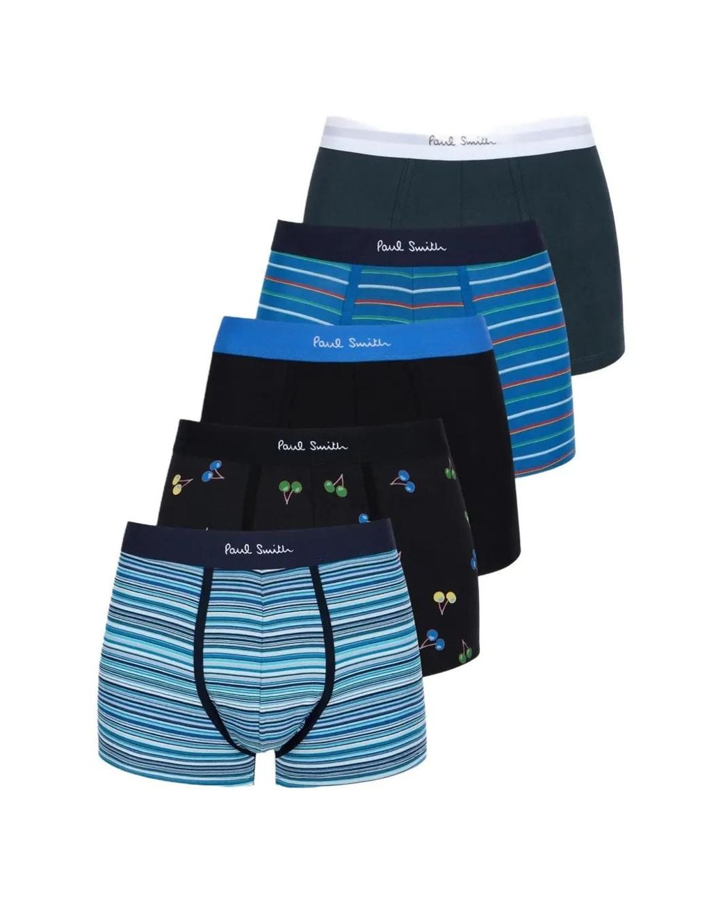 Paul Smith Blue Logo-Waistband Boxer Briefs (Set Of Five) for men
