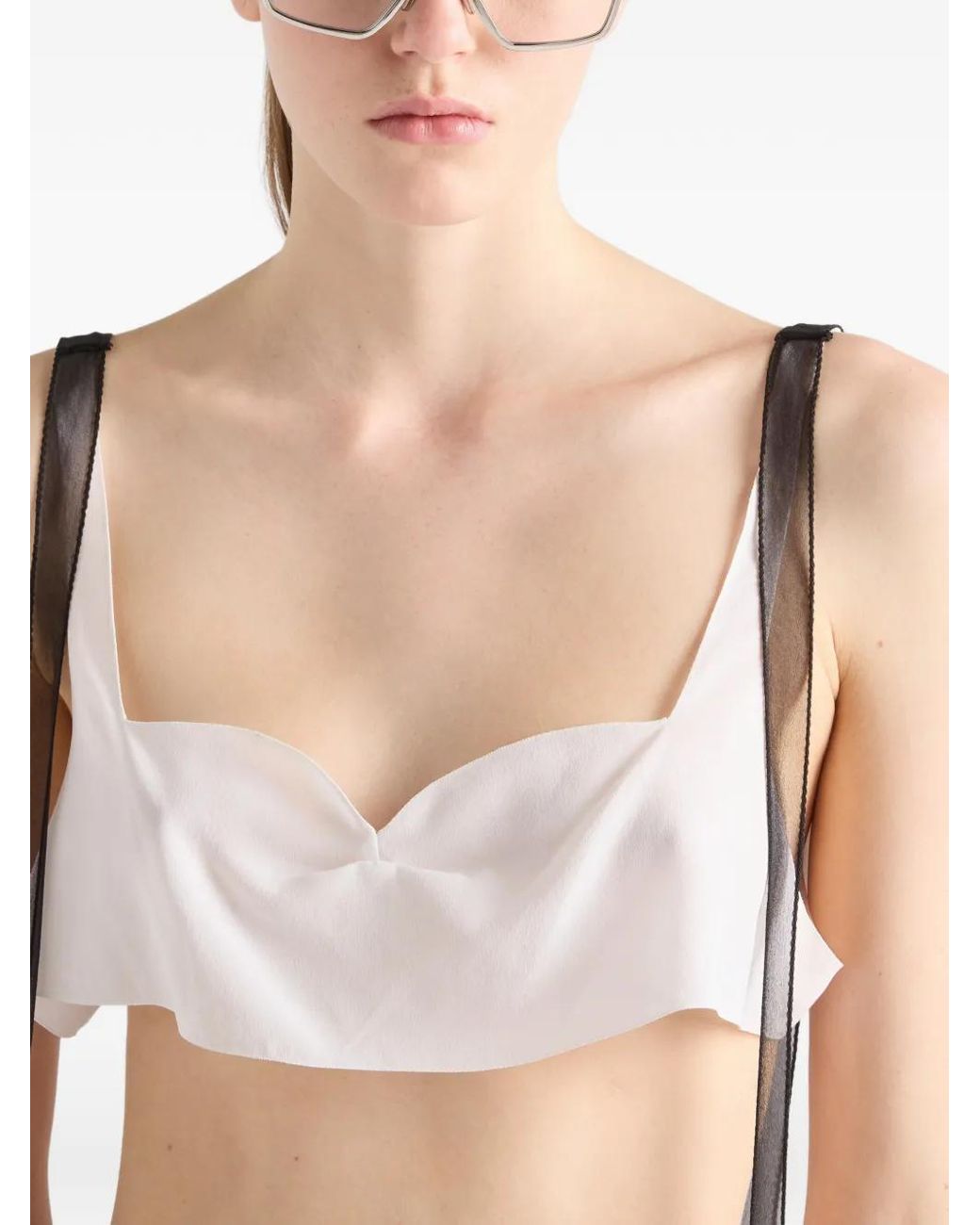 Prada White Crepe De Chine Top