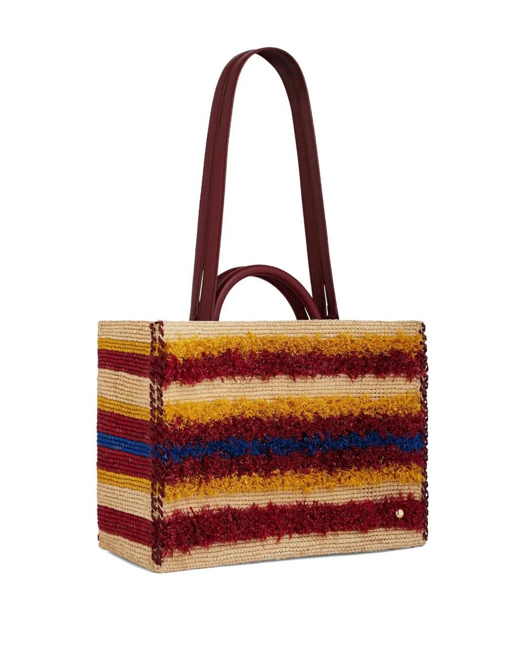 Rabanne Red Striped Woven Tote Bag