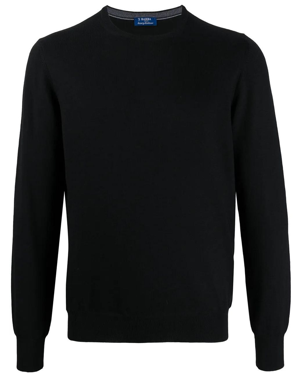 Barba Napoli Black Round Neck Jumper for men