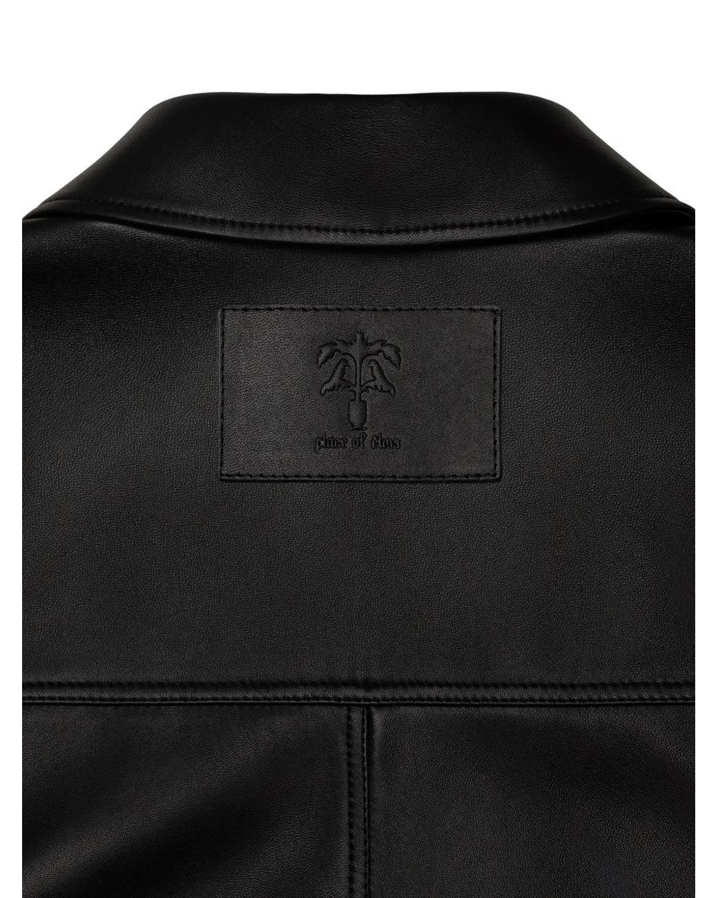 PLACE OF ELMS Black Monolink-Debossed Leather Jacket for men