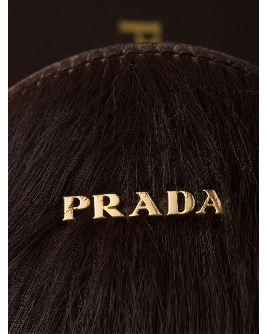 Prada Muiltjes Met Logoplakkaat En Kalfshaar in het Black