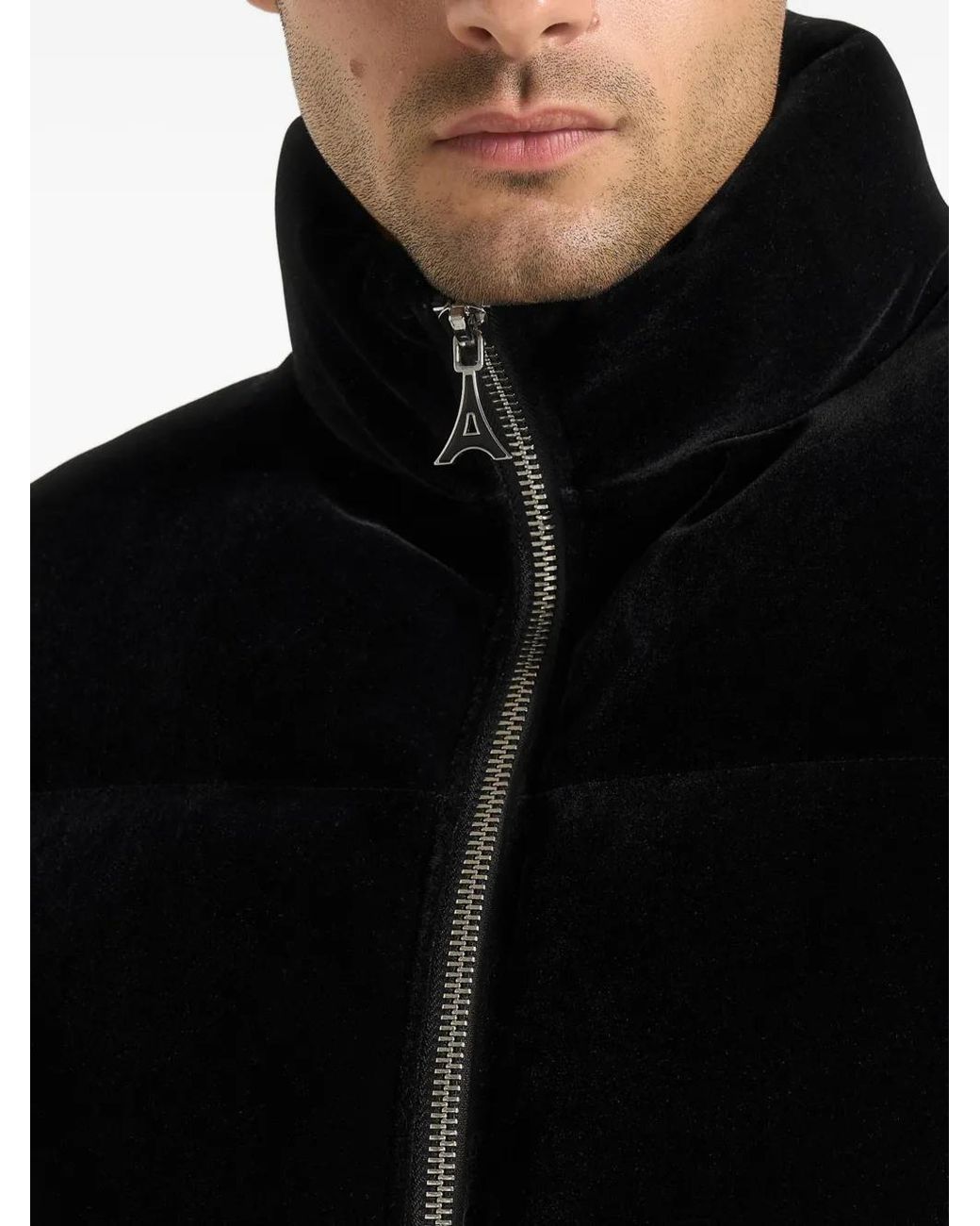 Manière De Voir Black Manu Velvet Puffer Gilet for men