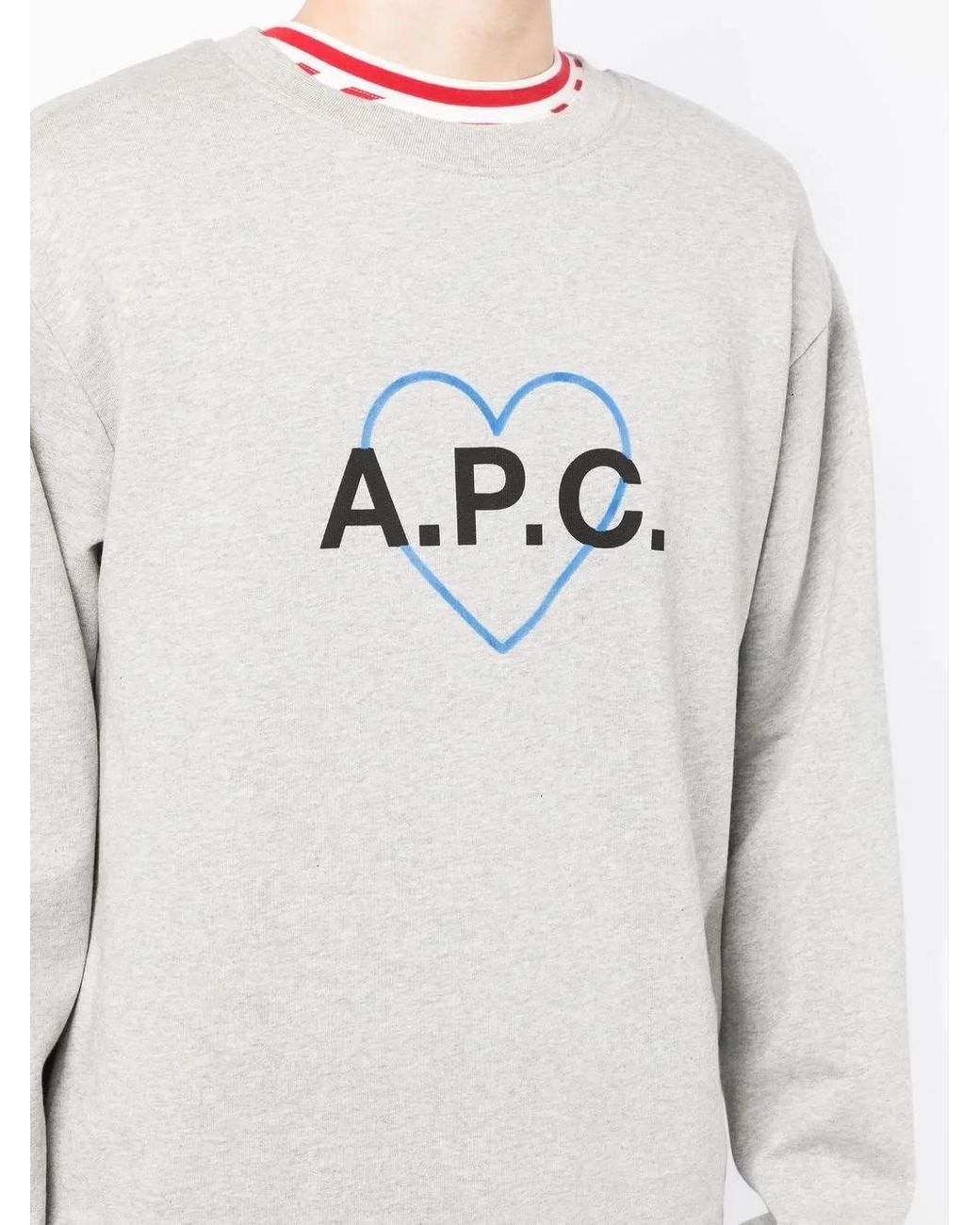 A.P.C. Gray Jules Logo-Print Sweatshirt for men