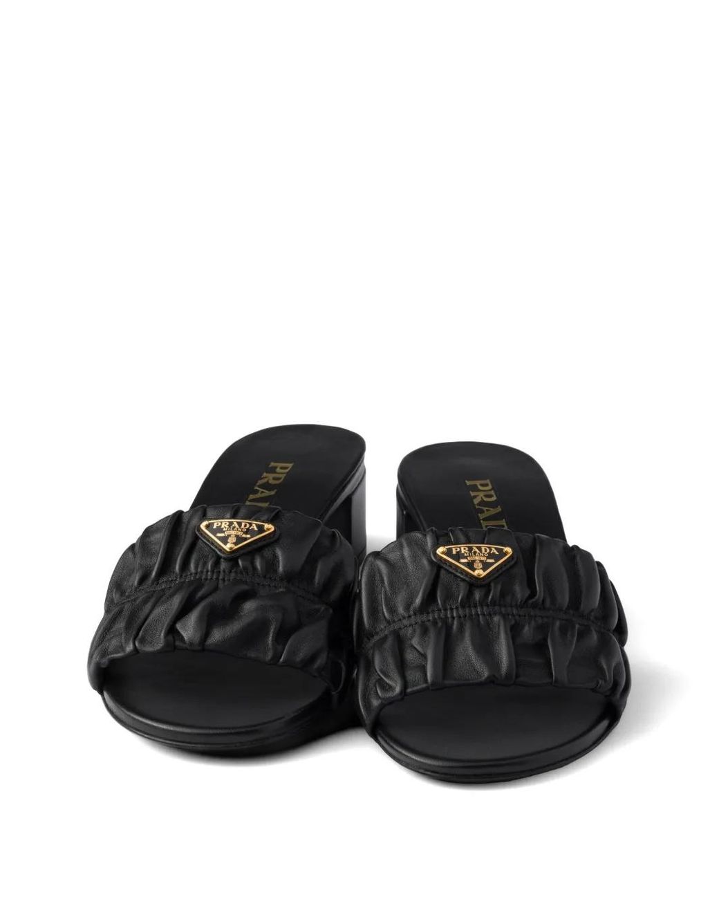 Prada Black Matelassé Nappa Leather Slides