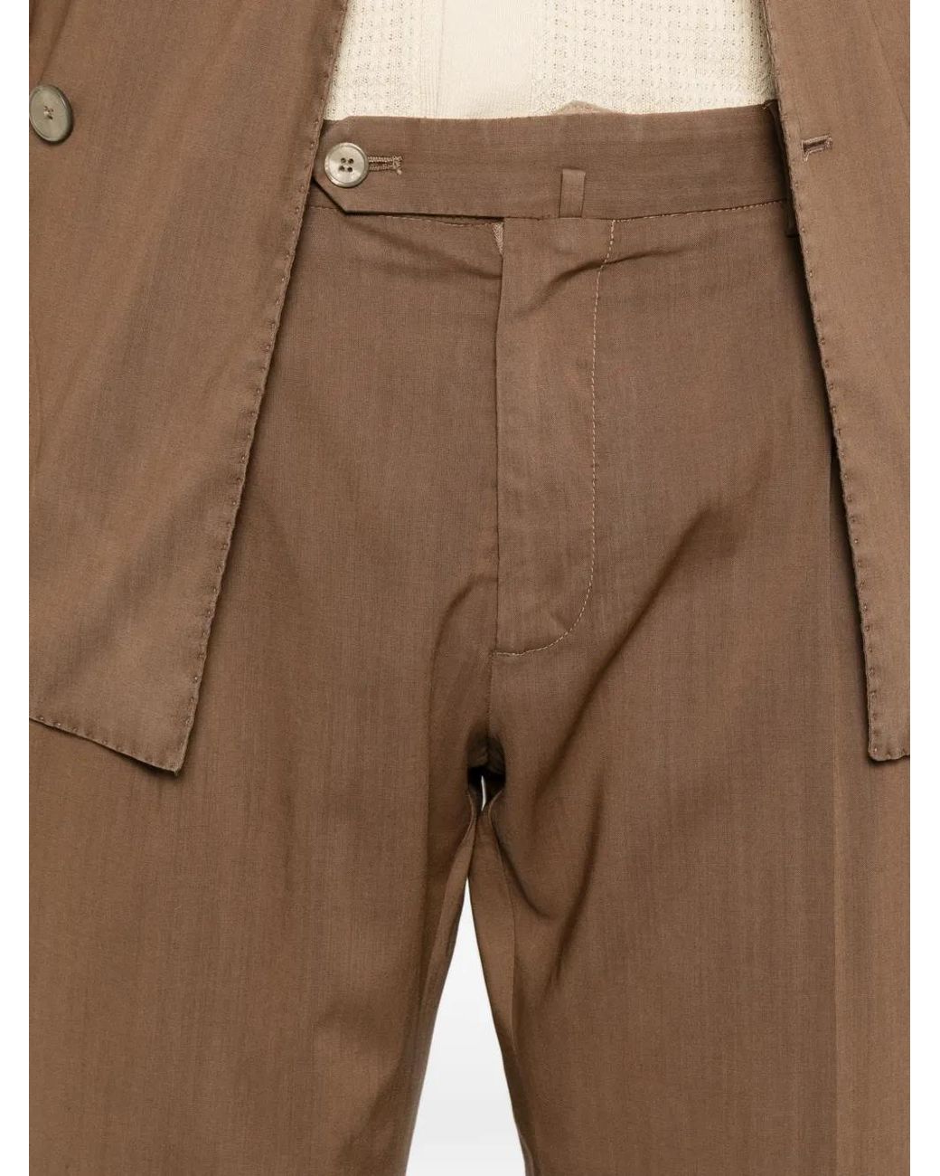 Santaniello Brown Double-Breasted Peak-Lapels Suit for men