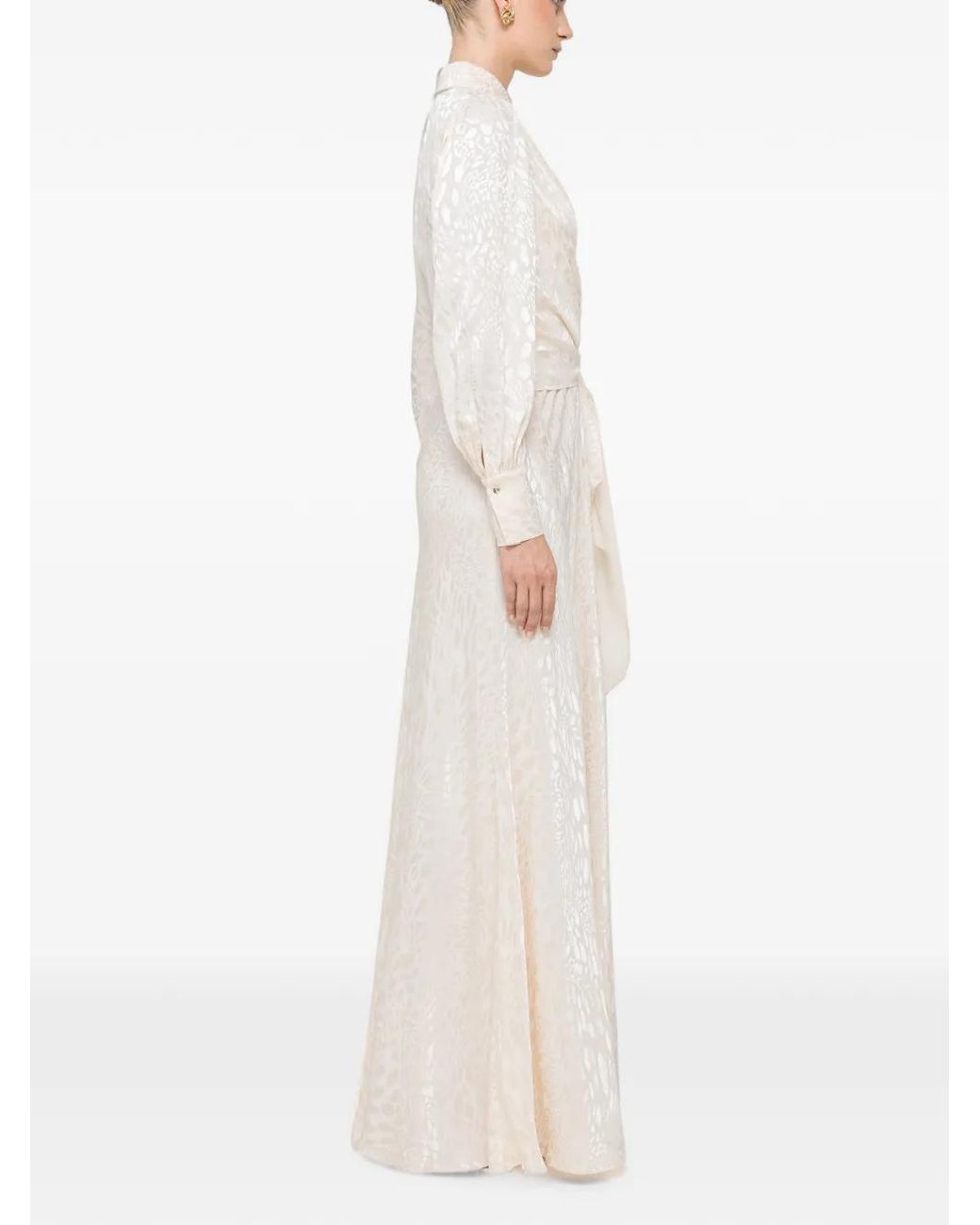 Nissa White Leopard-Print Viscose-Blend Midi Dress
