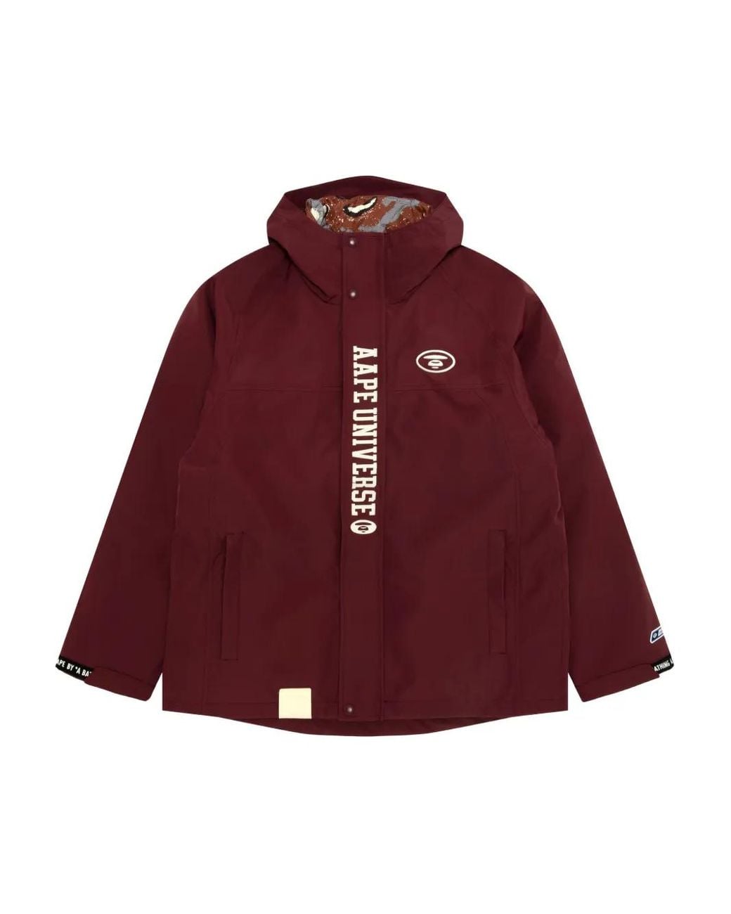 Aape By A Bathing Ape Red Logo-Plaque Reversible Hooded Jacket for men