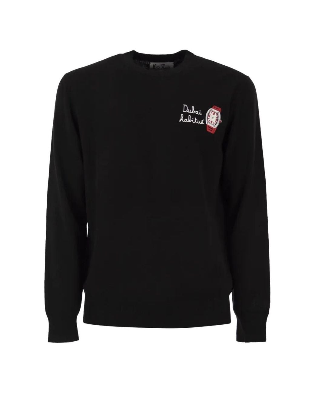 Mc2 Saint Barth Black Dubai Habitude-Embroidered Sweater for men