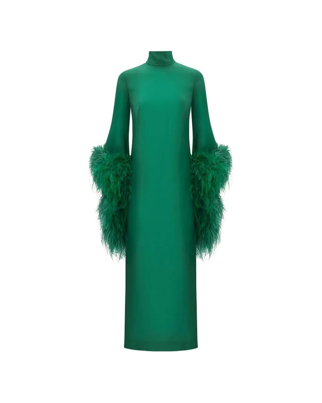 Taller Marmo Green Del Rio Feather-Trim Maxi Dress