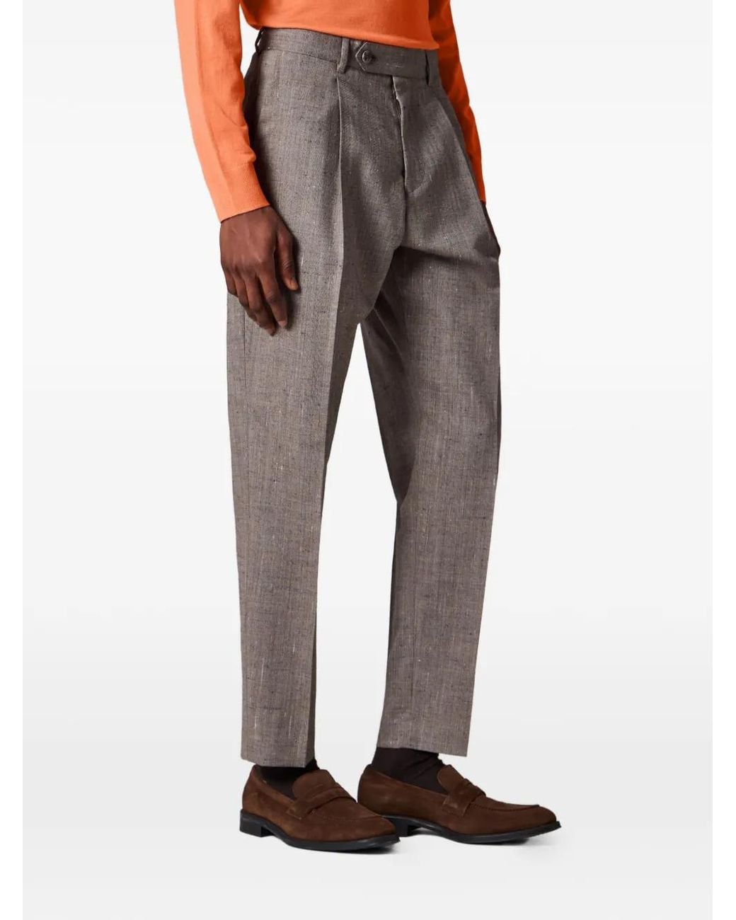 Paul Smith Gray Tapered-Fit Flecked Wool Pleated Trousers for men