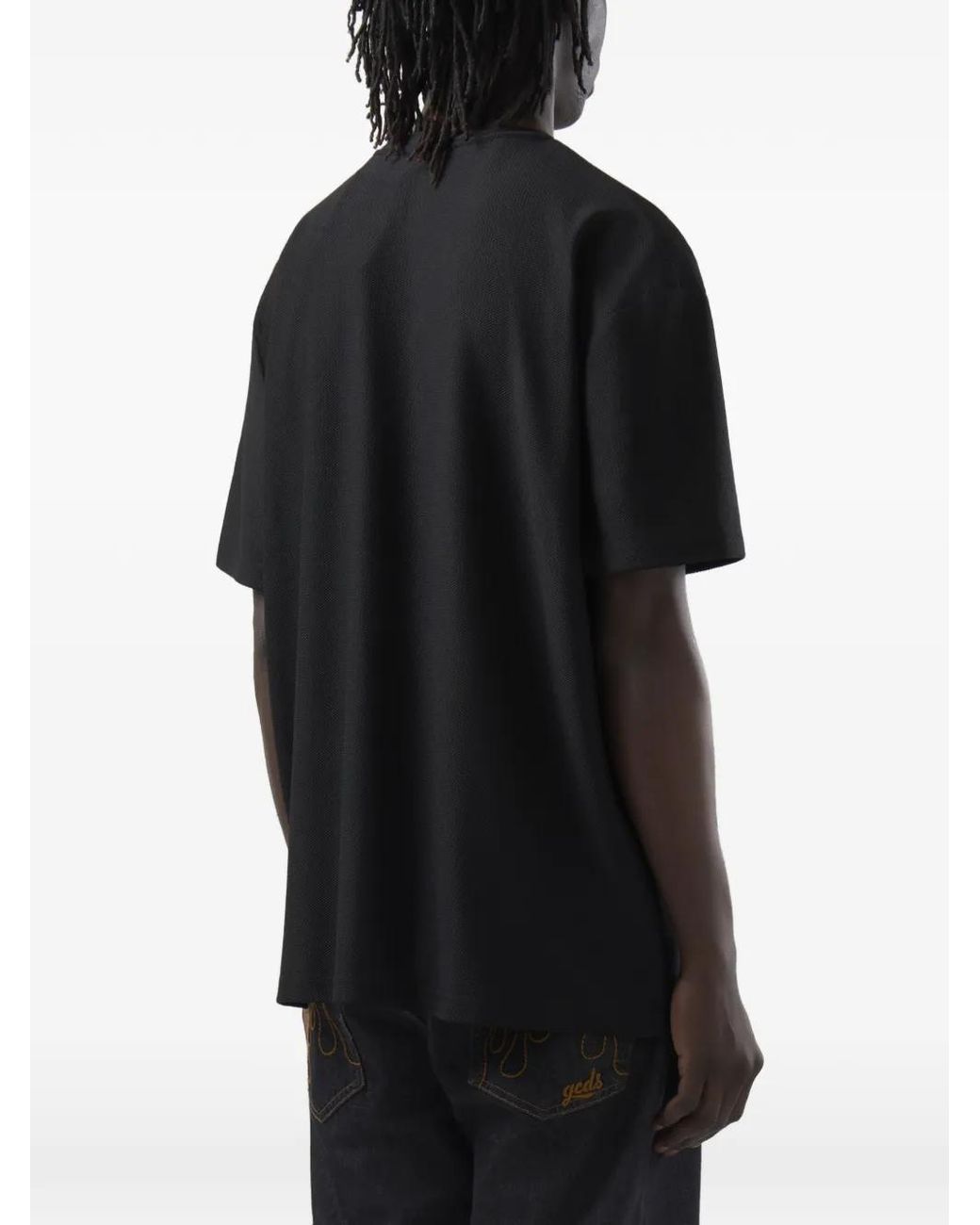 Gcds Black Logo-Print Mesh T-Shirt for men