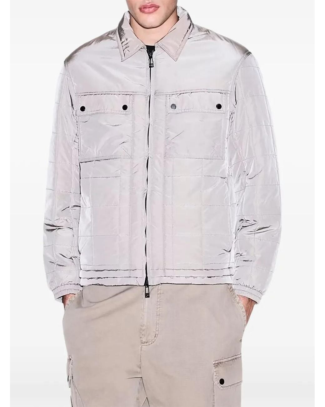Exchange Cloth Icon ARMANI EXCHANGE Quilted-Finish Jacket in White for Men | Lyst