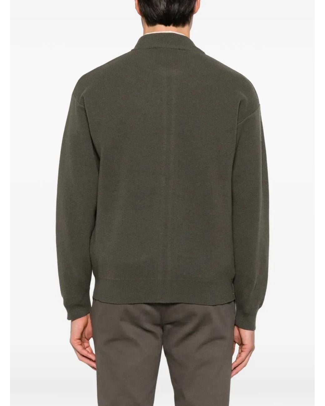 Daniele Fiesoli Green Zip-Up Cardigan for men