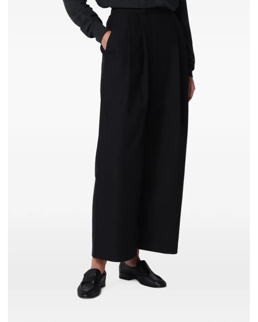 Source Unknown Black Leiko Pleated Cropped Trousers