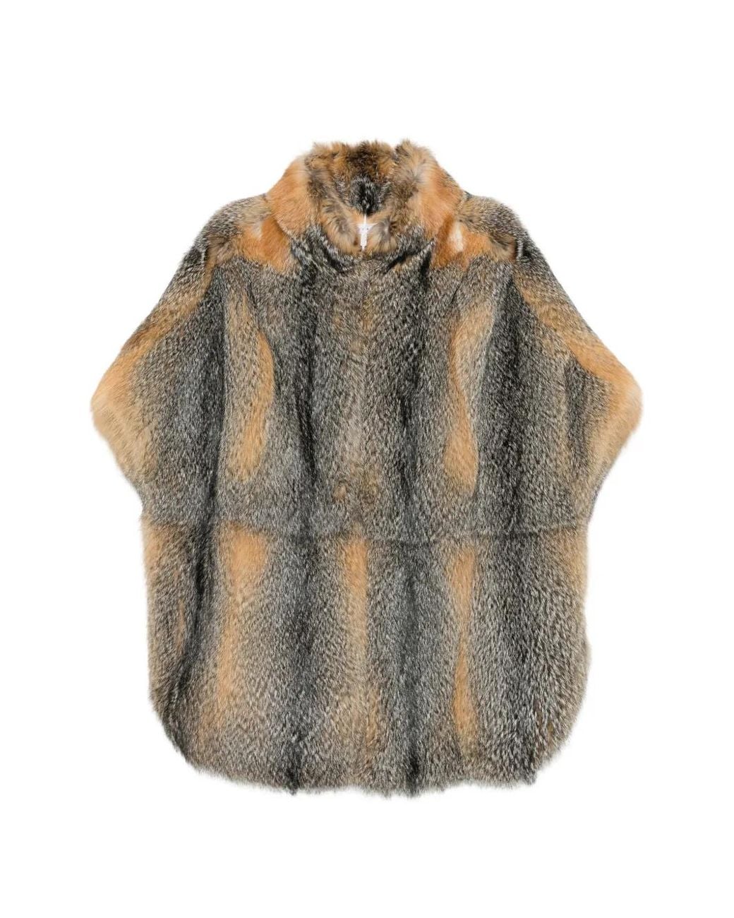 Liska Gray Fox-Fur Cape