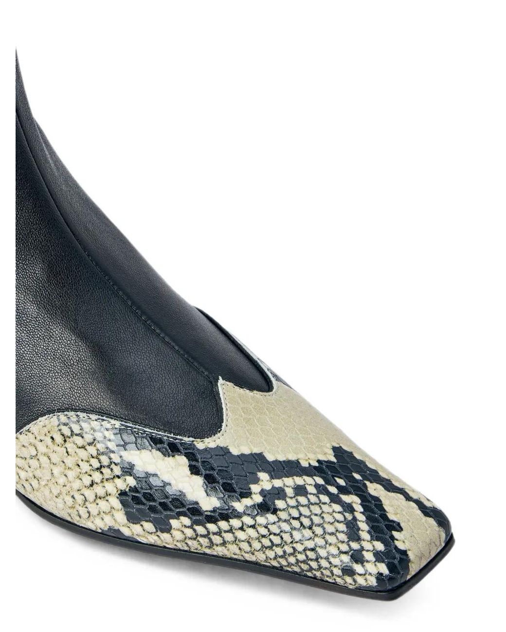 Khaite Blue Snakeskin-Effect Pointed-Toe Ankle Boots