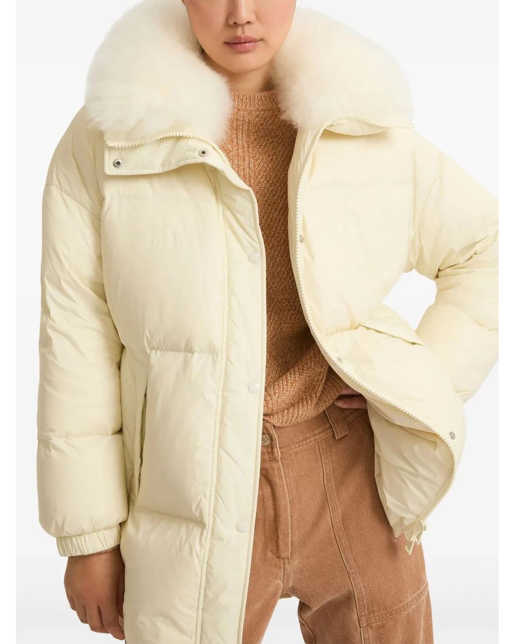 Yves Salomon Natural Padded-Design Coat