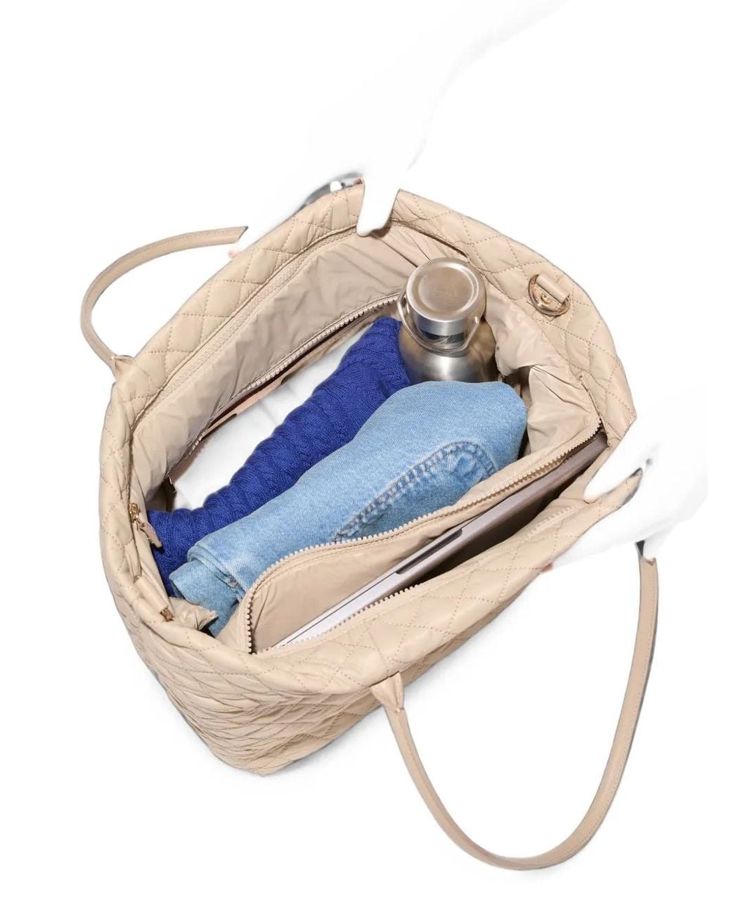 MZ Wallace Natural Medium Daily Quilted Tote Bag