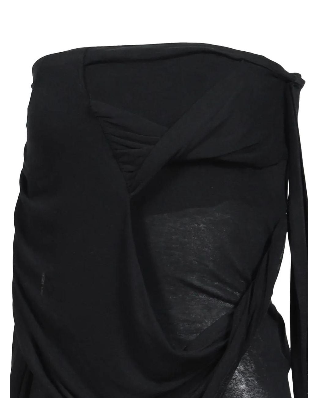 BOHEMSEO Black Signature Twist-Drape Tube Strapless Blouse