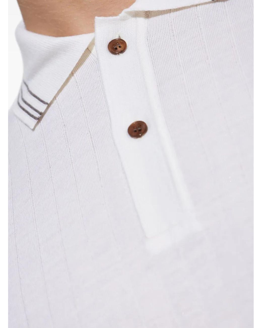 Paul & Shark White Ribbed Polo Shirt for men