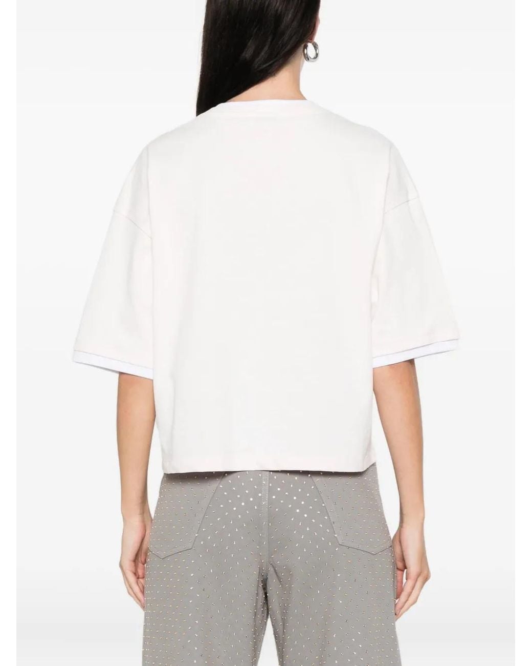 Sandro White Logo-Embroidered T-Shirt