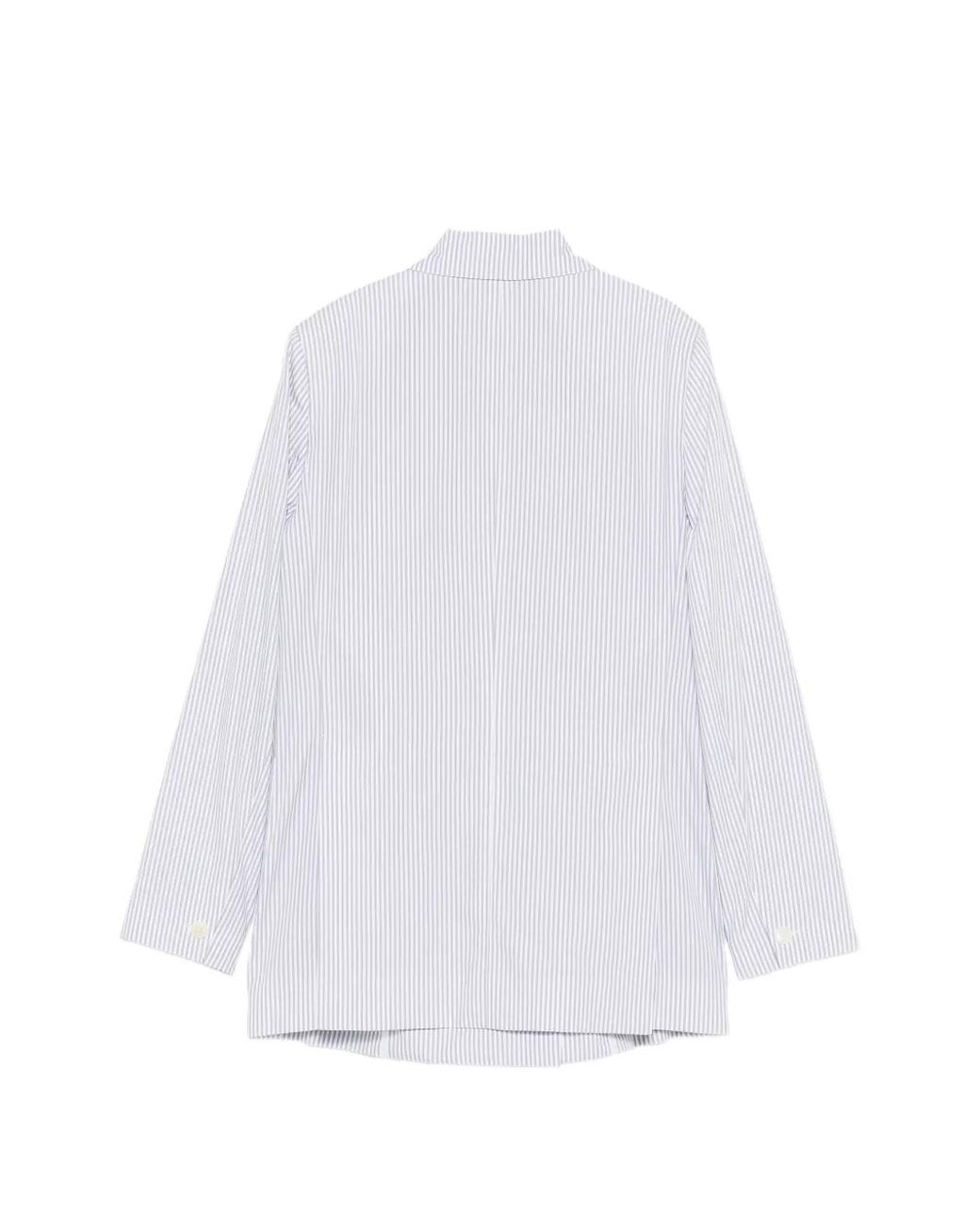 Manuel Ritz White Striped Double-Breasted Jacket
