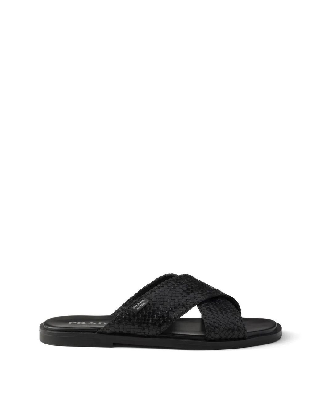 Prada Black Crisscross Slides for men