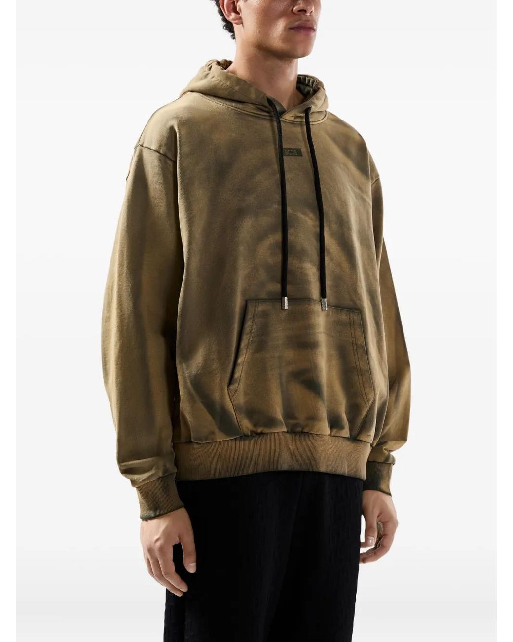 Gcds Green Cotton Drawstring Hoodie for men