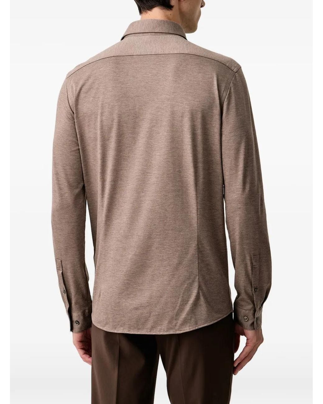 Lindbergh Brown Business Marl-Effect Long-Sleeve T-Shirt for men