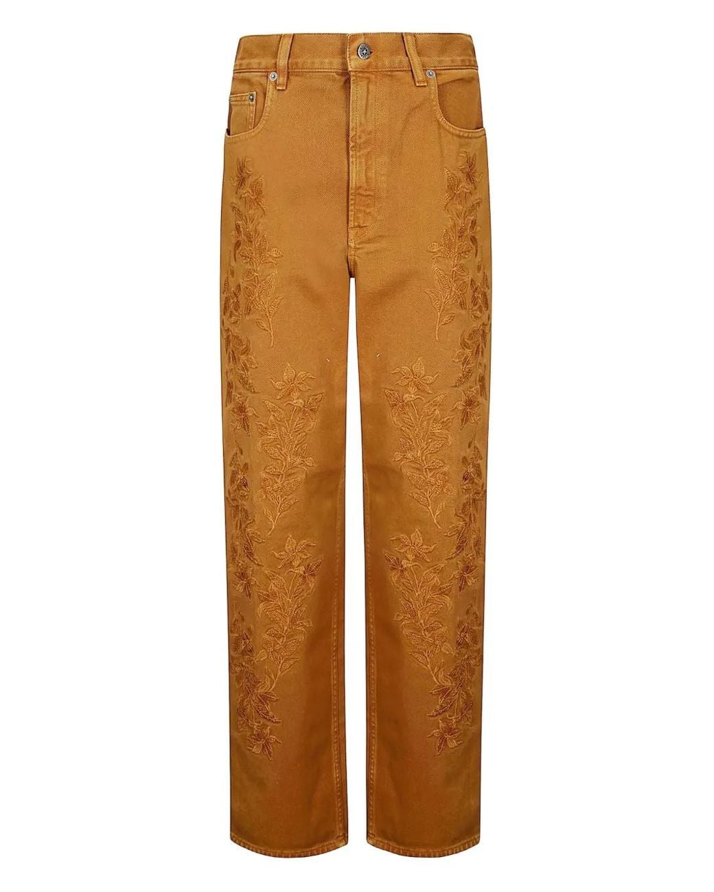 Golden Goose Deluxe Brand Orange Kim Floral-Embroidered Trousers