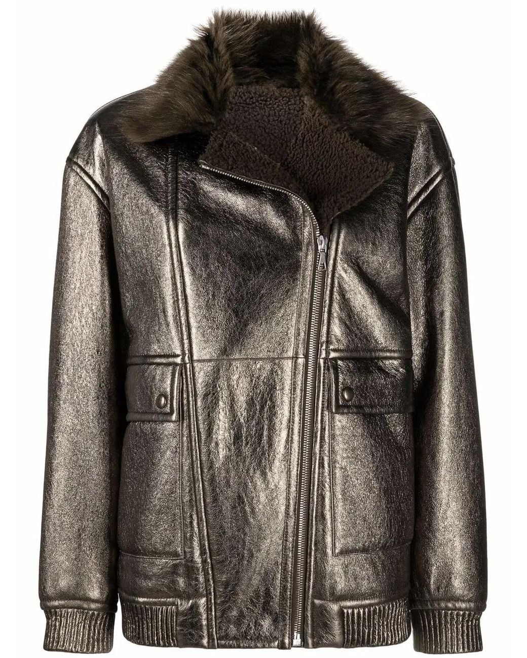Yves Salomon Multicolor Longline Leather Jacket