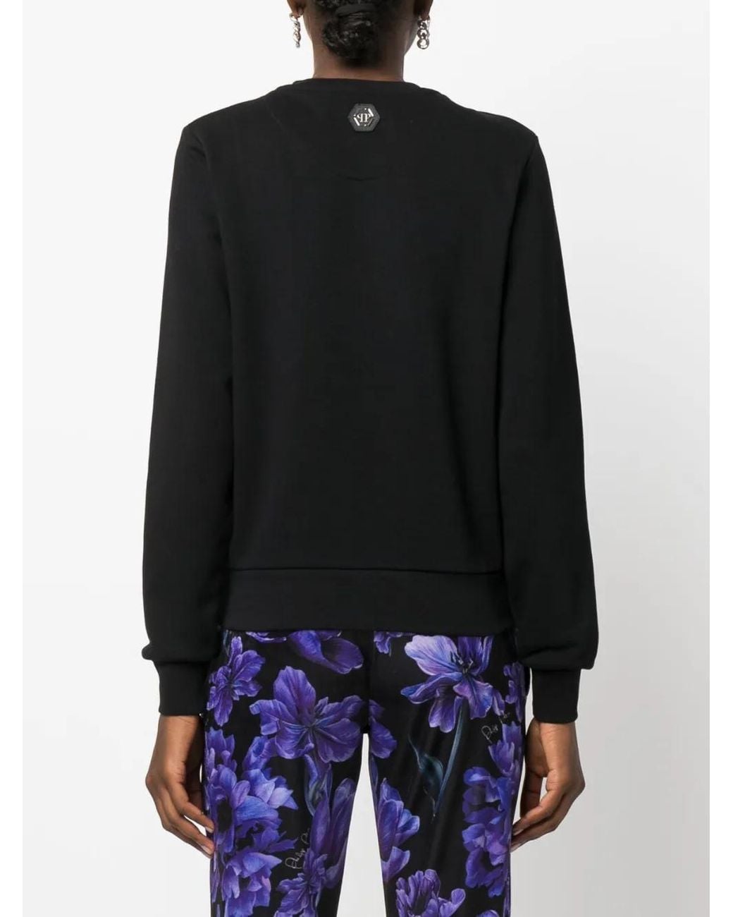 Philipp Plein Black Ls Crystal Logo-Appliqué T-Shirt