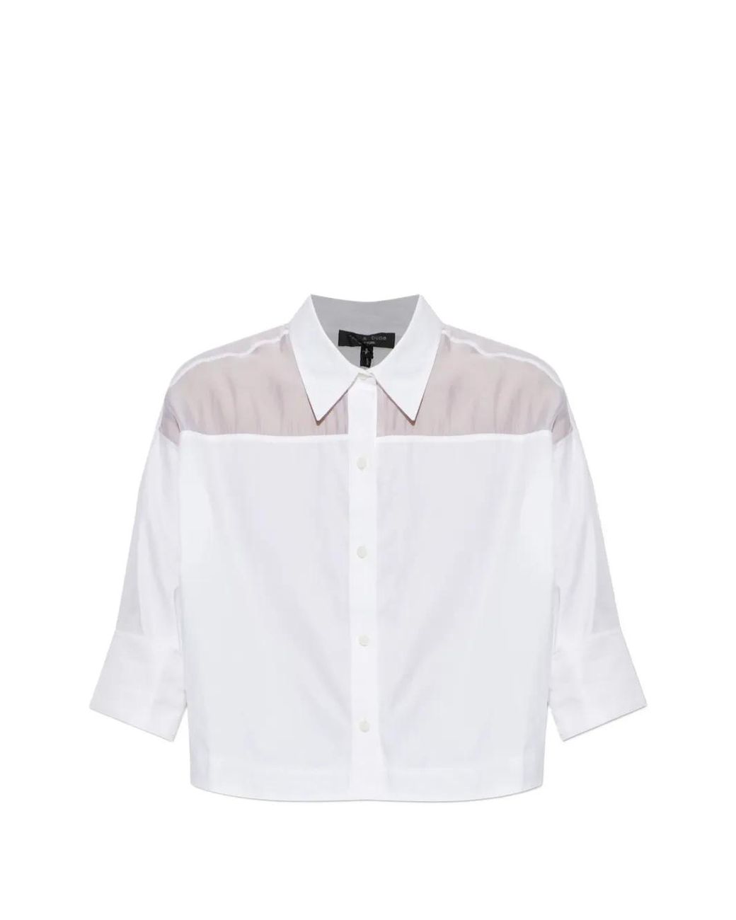 Rag & Bone White Sheer-Panelled Cropped Shirt