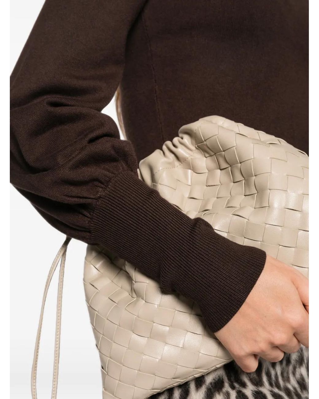 Andiata Brown Puff-Sleeve Sweater