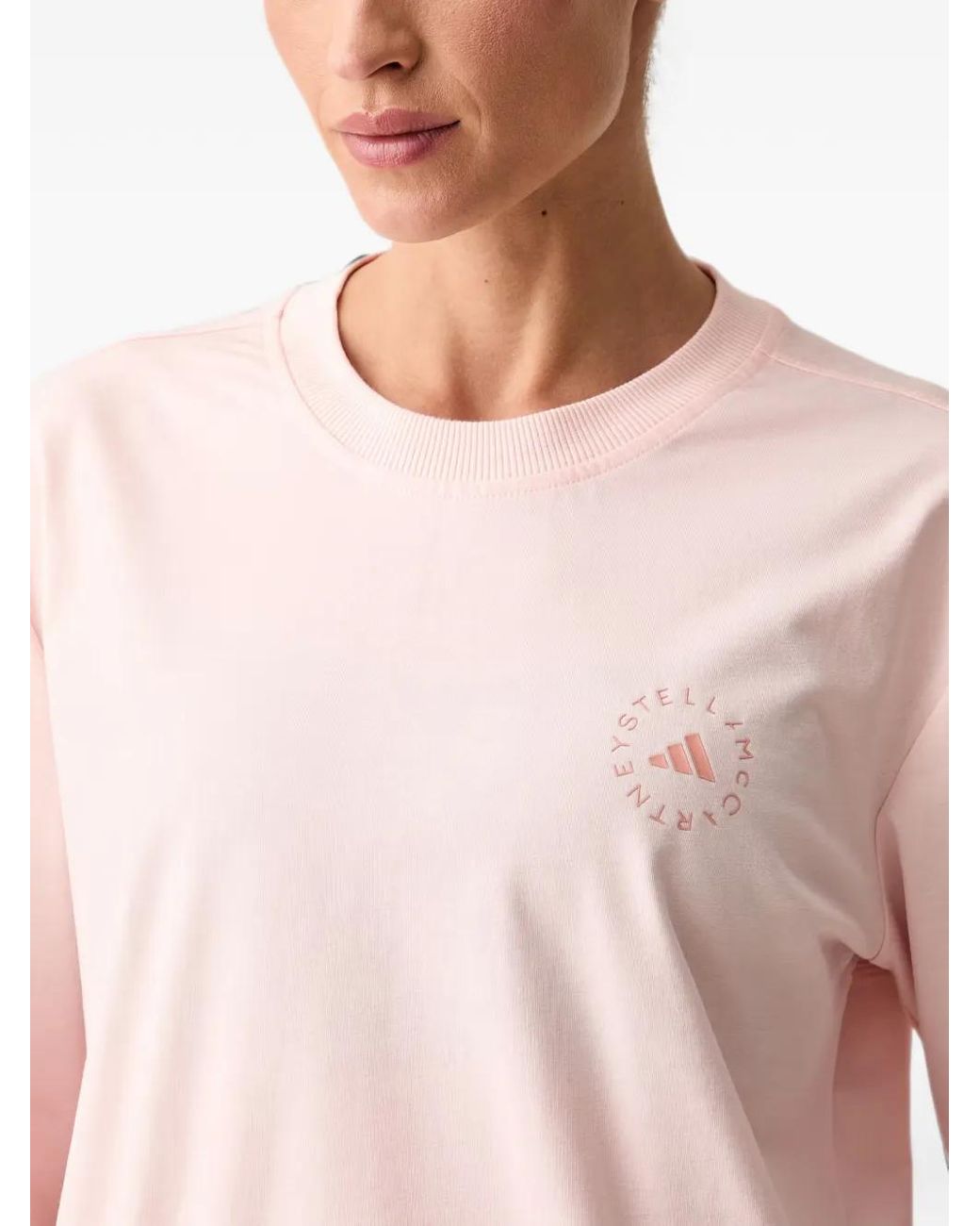 Adidas By Stella McCartney Pink Logo-Print Long-Sleeve T-Shirt