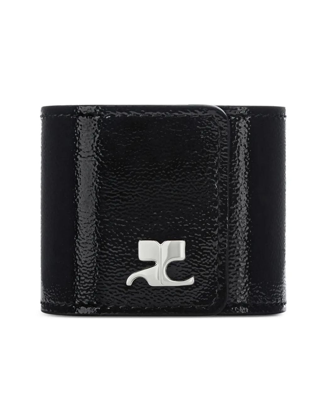 Courreges Black Logo-Plaque Slap Bracelet
