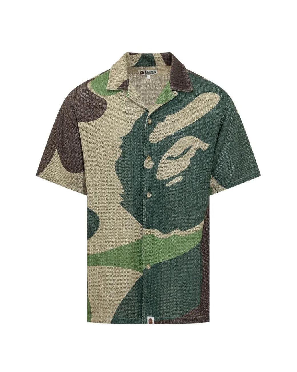 A Bathing Ape Green Mega Abc Camo Pattern Shirt for men