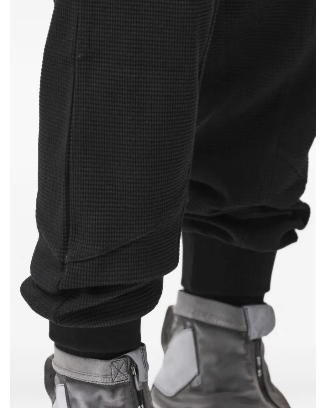Thom Krom Black Waffle-Knit Drawstring Trousers for men