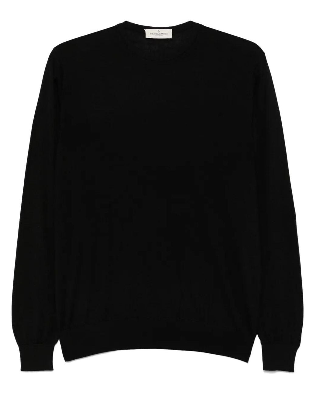 Bruno Manetti Black Fine-Knit Sweater for men