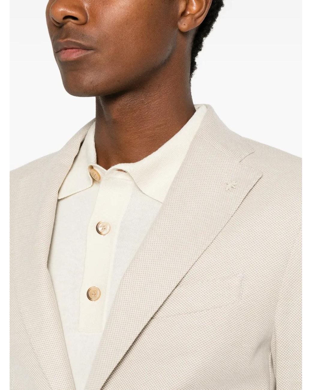Manuel Ritz White Single-Breasted Notch-Lapel Blazer for men