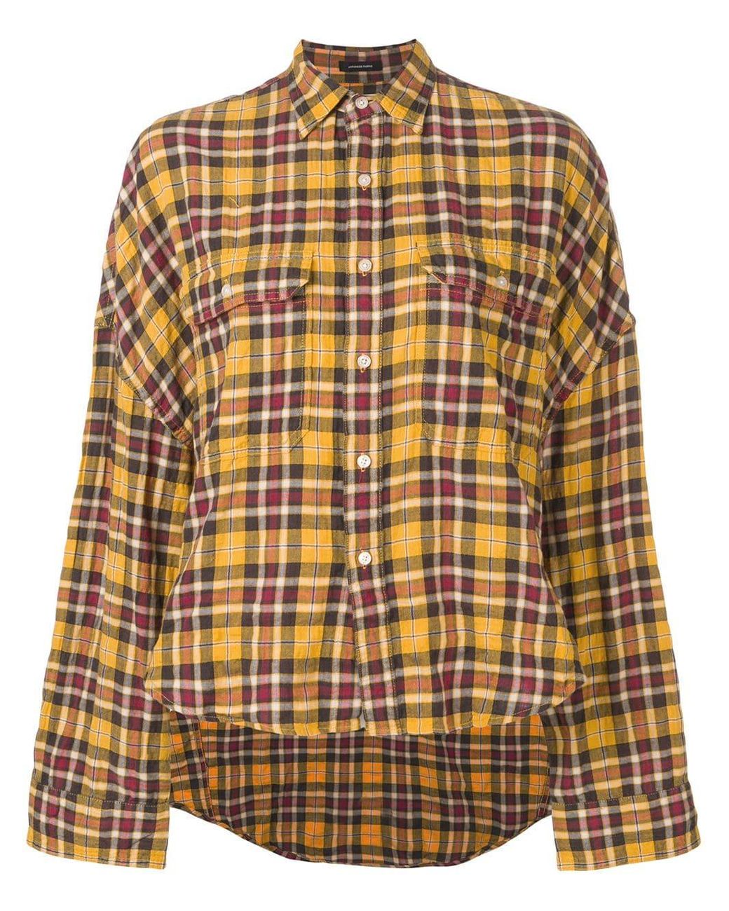 R13 Cropped Plaid Shirt in Yellow | Lyst