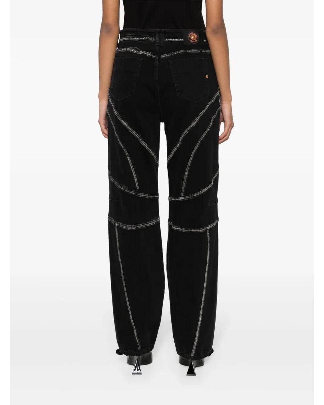 Versace Jeans Couture Black Piece Number Straight-Leg Jeans