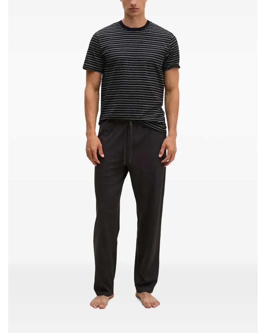 Marc O' Polo Black Striped Drawstring Cotton Pajamas for men