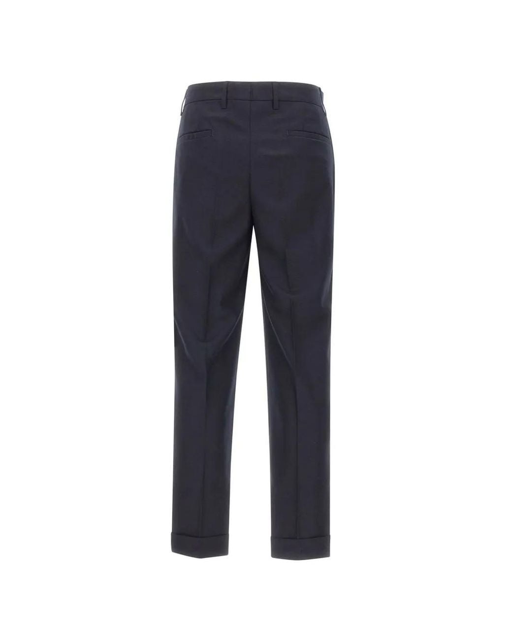 Devore Blue Double-Pleat Cuffed Trousers for men