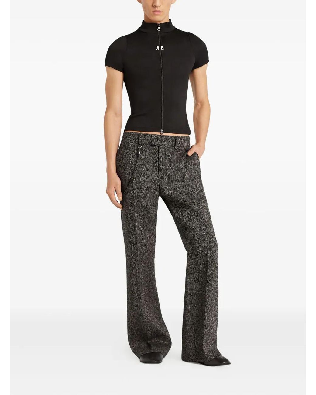 Courreges Black Interlock Zipped Top