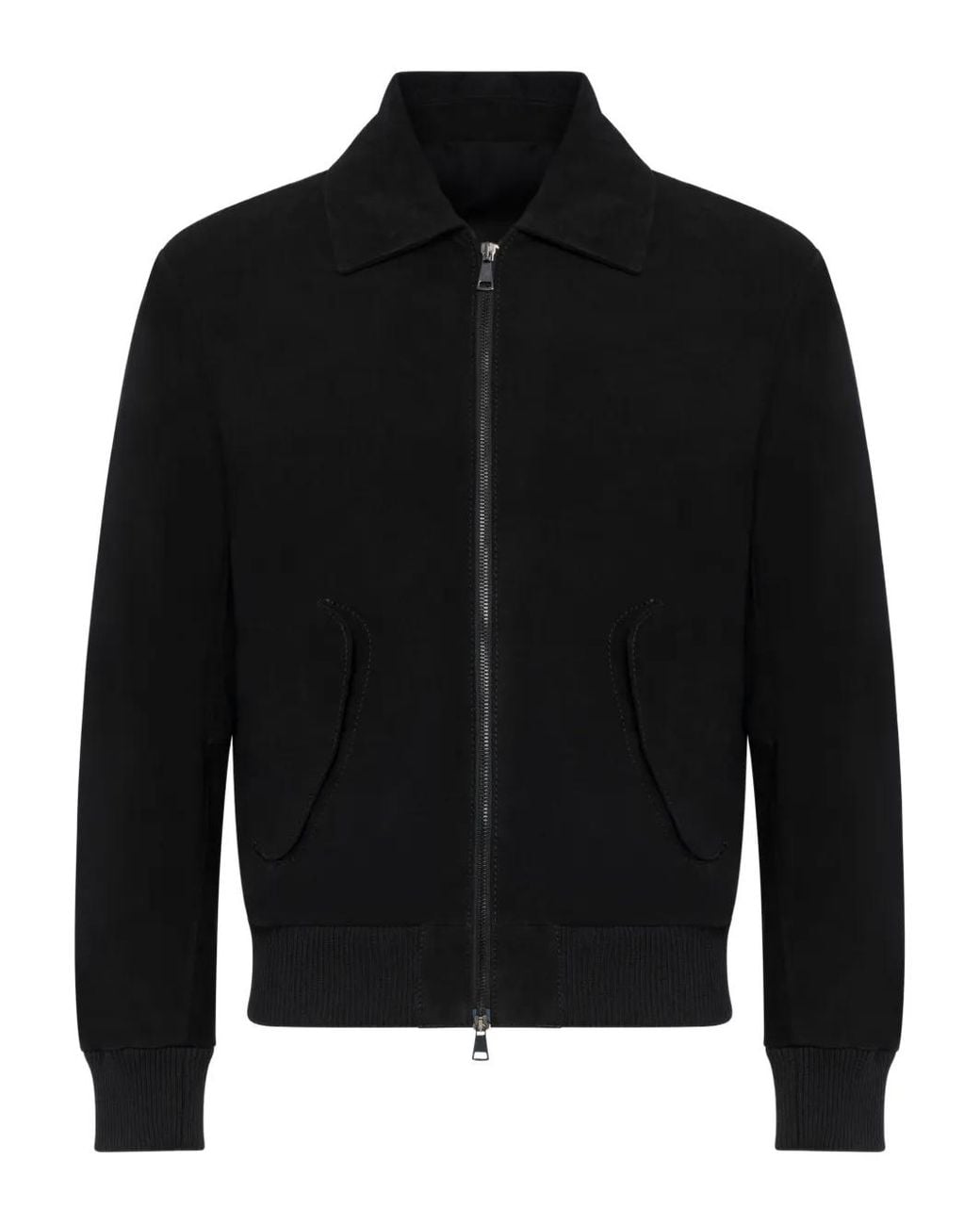 Franzese Collection Black Zip Leather Jacket for men