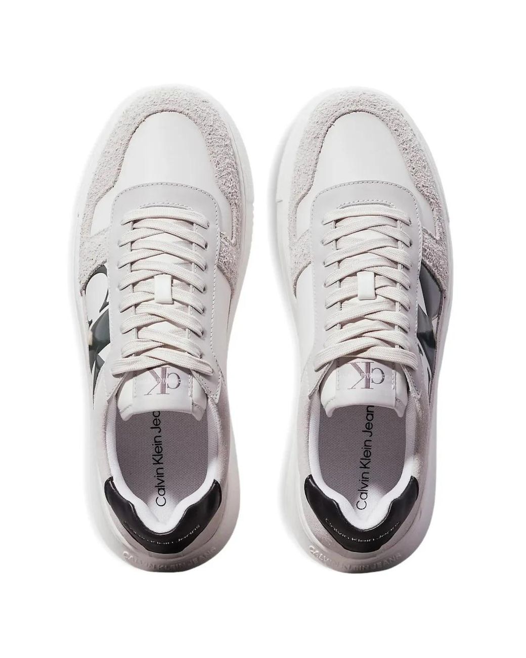 Calvin Klein White Logo-Print Panelled Sneakers for men