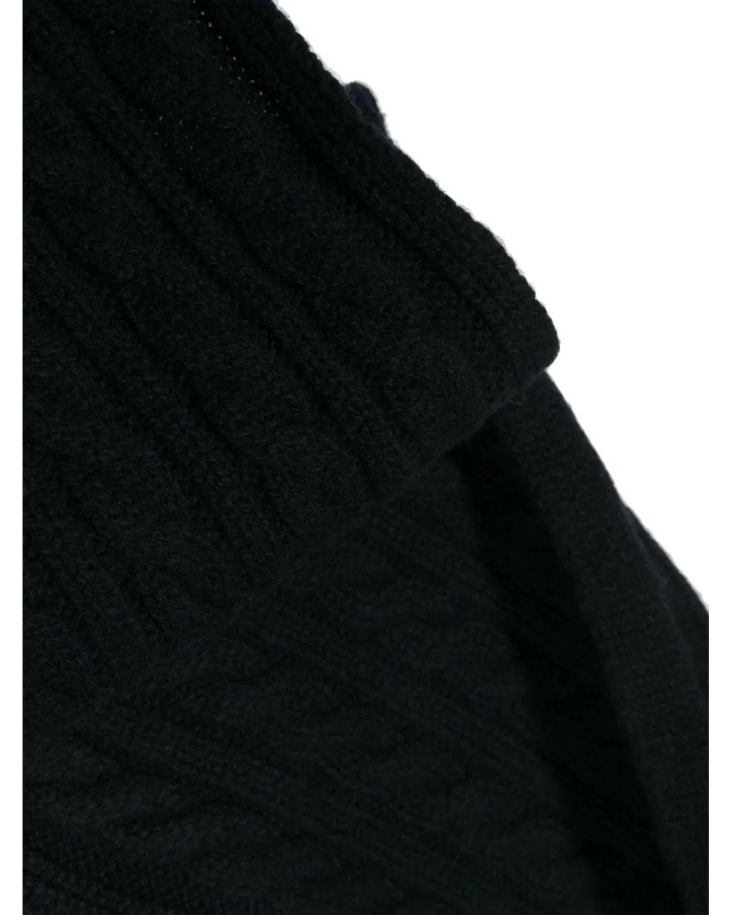 Sunspel Black Cable-Knit Wool Scarf for men